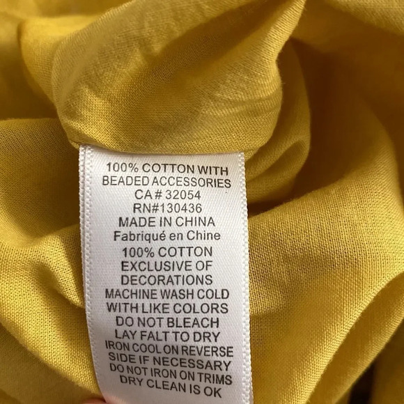 Anthropologie Small Sequined Embroidered Midi Skirt Boho Yellow Lining Skirt - Picture 6 of 6